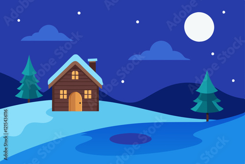 winter landscape with house