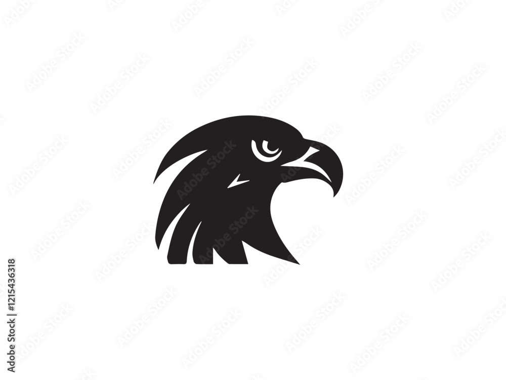 Fototapeta premium Logo of an eagle in black and white with a vector design. Black Eagle silhouette isolated on white background. Eagle head vector illustration.