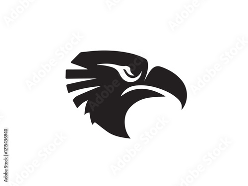 Logo of an eagle in black and white with a vector design. Black Eagle silhouette isolated on white background. Eagle head vector illustration.