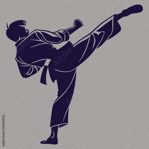 a person practicing karate moves silhouette vector design art and illustration
