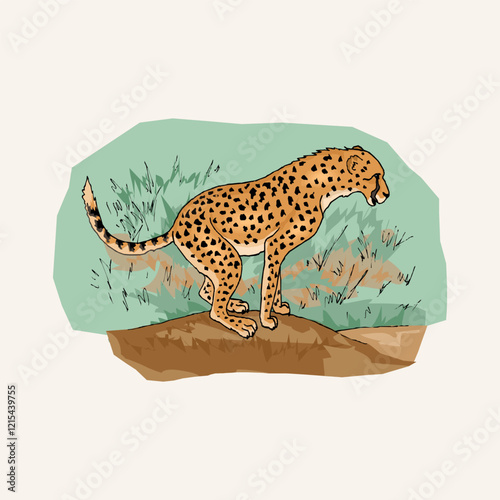 Leopard on the Tree vector illustration
