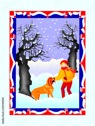 Christmas greeting card and winter vector illustration