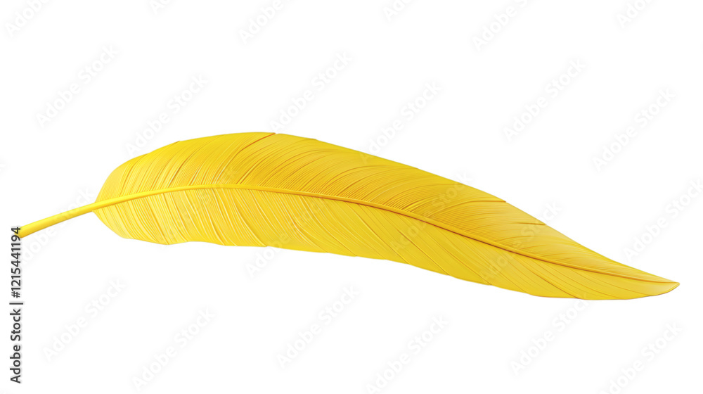 Yellow feather with a soft texture rendered in 3D isolated on a white background Yellow feather with a soft texture rendered in 3D isolated on a white background