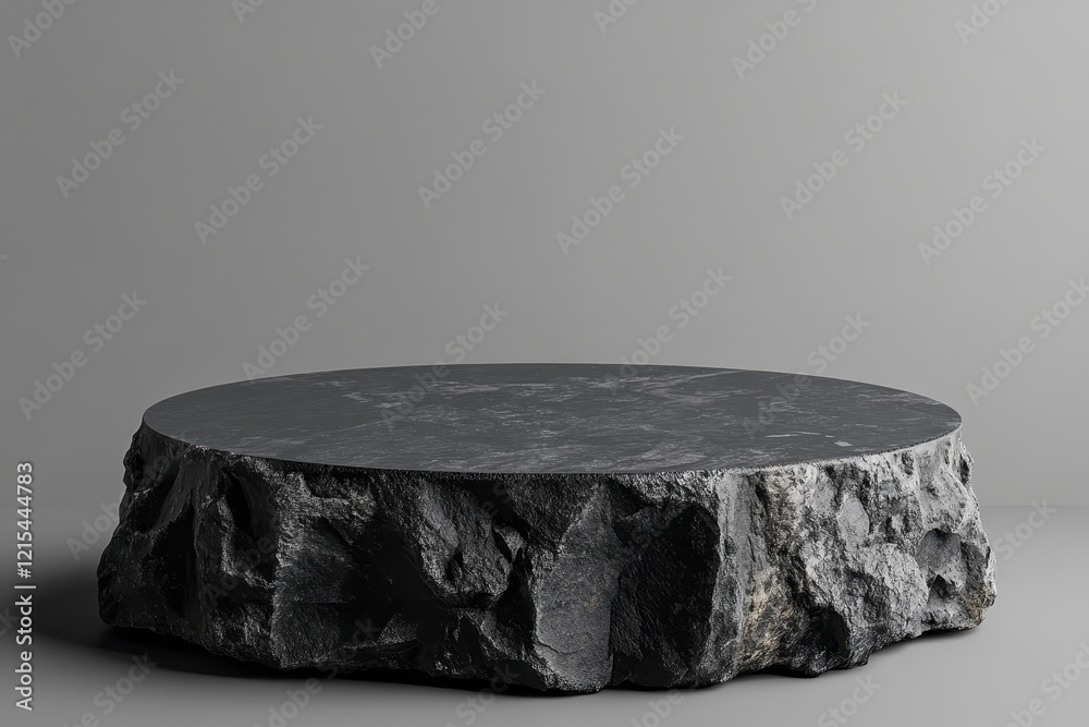 Dark stone pedestal, studio backdrop, product display Dark stone pedestal, studio backdrop, product display