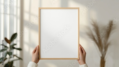 Empty frame held by hands, inviting creativity and personal expr photo