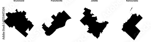 Drummond, Francheville, Joliette, Kamouraska outline maps photo