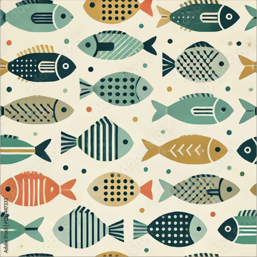 FLAT FISH PRINT DESIGN BACKGROUND IN VECTOR