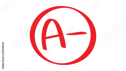 A- Grade Symbol – Handwritten Academic Mark in Red Circle