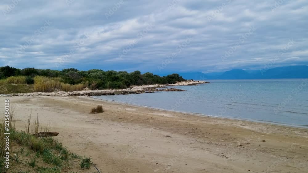 Corfu Island. Beautiful View of Agios Spiridon Beach in winter, Greece Corfu Island. Beautiful View of Agios Spiridon Beach in winter, Greece