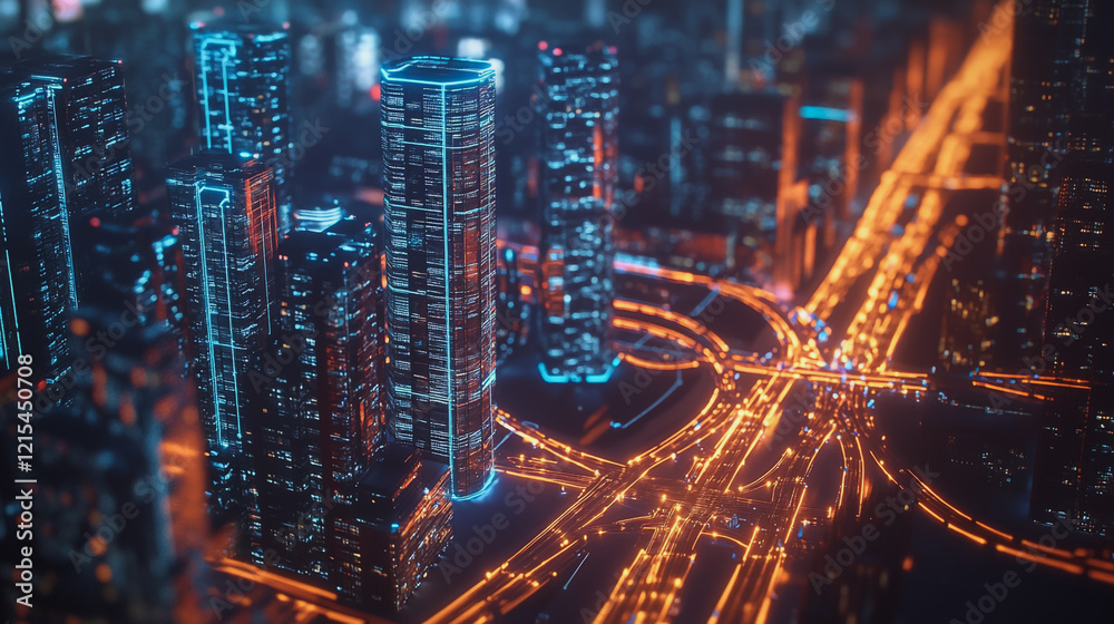 Smart digital Innovation city with connection network reciprocity over the twilight cityscape. of future smart wireless digital city and social media networking systems that connects people with city Smart digital Innovation city with connection network reciprocity over the twilight cityscape. of future smart wireless digital city and social media networking systems that connects people with city