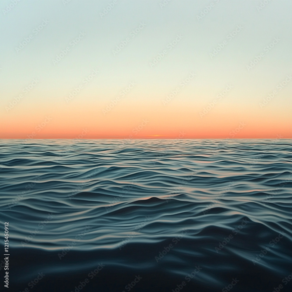 Obraz premium Calm ocean waves under a vibrant sunset sky