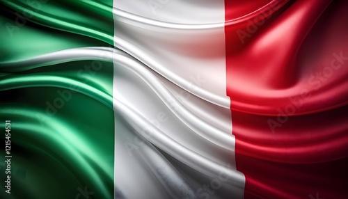 Vibrant Italy flag waving with luxurious satin texture - Patriotic and cultural symbol