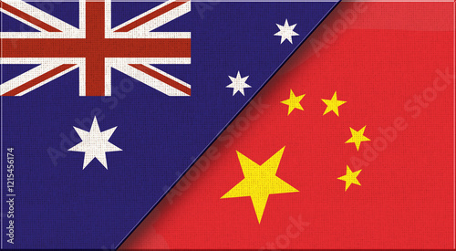 Flags of Australia and China. Two Flags Together Australian and Chinese flag