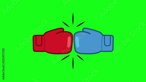 Boxing Gloves Bumping Animation on Green Background