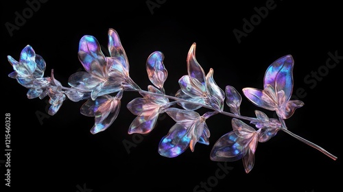Dreamy Chrome liquid metal isolated lavender flower element. Mauve 3D render modern design. Isolated holographic futuristic icon. Y2K, brutalism retro futurism