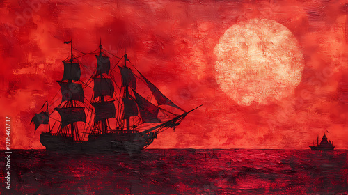 The crimson tempest a pirate's odyssey across the high seas. Crimson Harbor. Illustration
