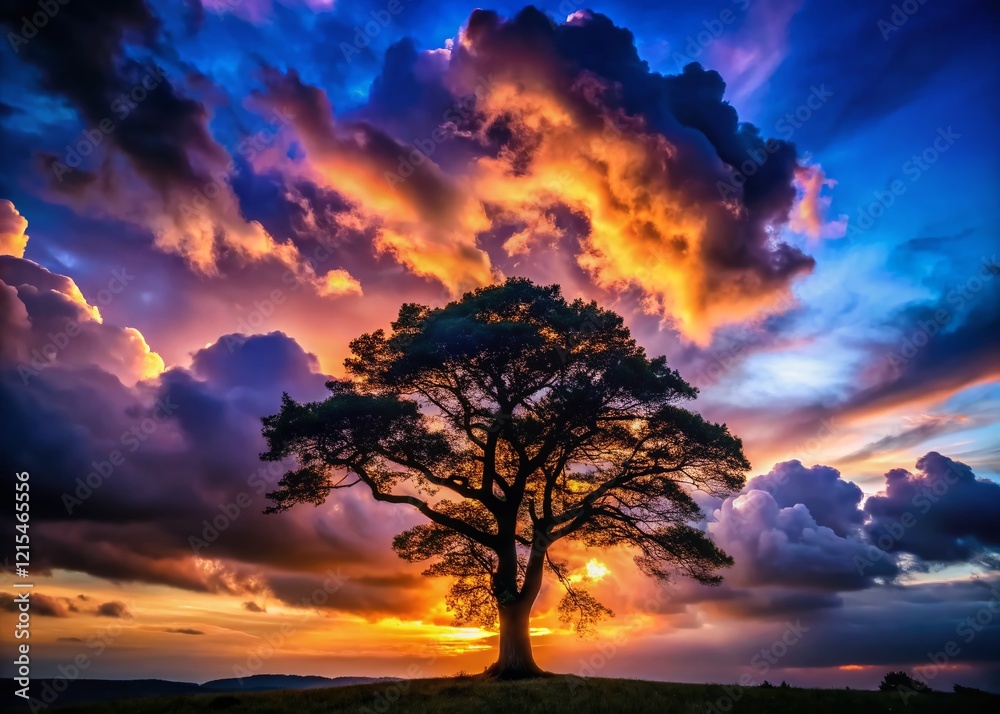 Silhouetted Dark Tree, Cloudy Sky, Forest Depth, Nature Photography, Candid Shot Silhouetted Dark Tree, Cloudy Sky, Forest Depth, Nature Photography, Candid Shot