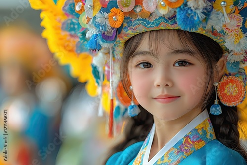 Joyful celebration of traditional Korean games at the vibrant street festival photo