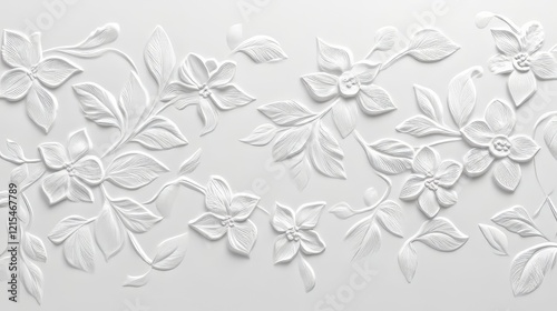 White embossed floral wall art