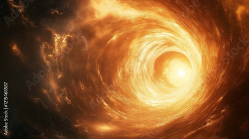 Abstract interdimensional portal with radiant golden light and cosmic energy