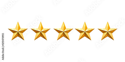 A golden 5 star on a transparent background