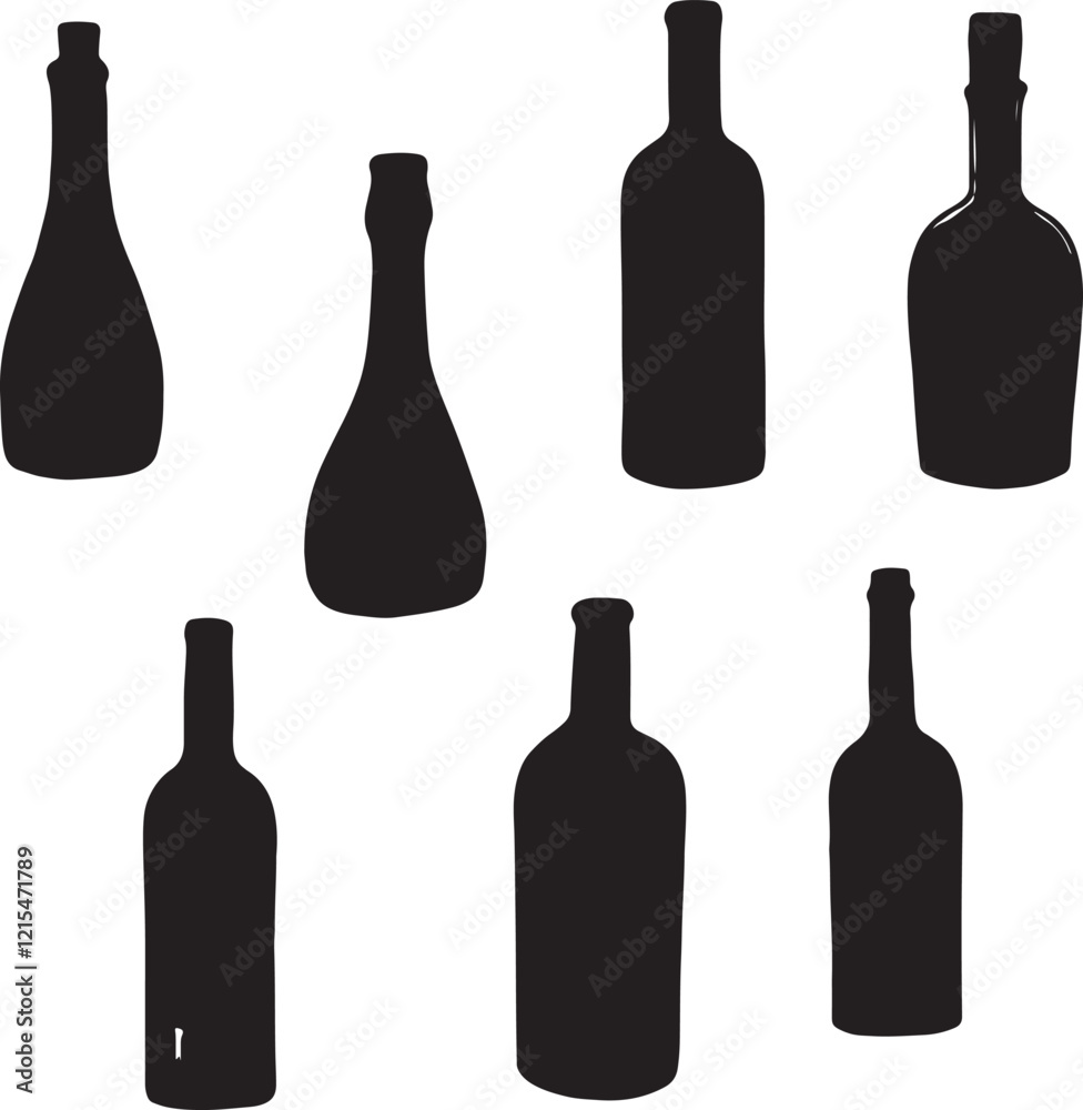set of wine bottles silhouettes set of wine bottles silhouettes