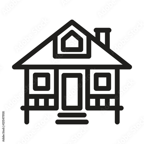 Bungalow icon. Editable line icon. Vector illustration