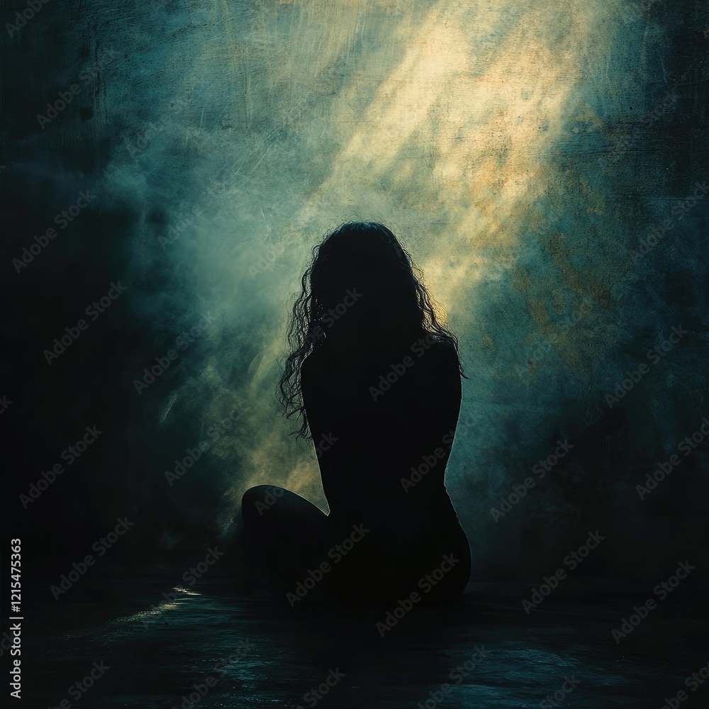 Solitary Figure Silhouetted Against a Moody Background Solitary Figure Silhouetted Against a Moody Background