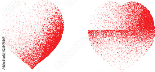 Glitch distorted heart shape . Minimal art design . Noise destroyed heart logo . Trendy defect error shapes . Glitched heart .Broken effect . Grunge texture . Distress effect .vector 