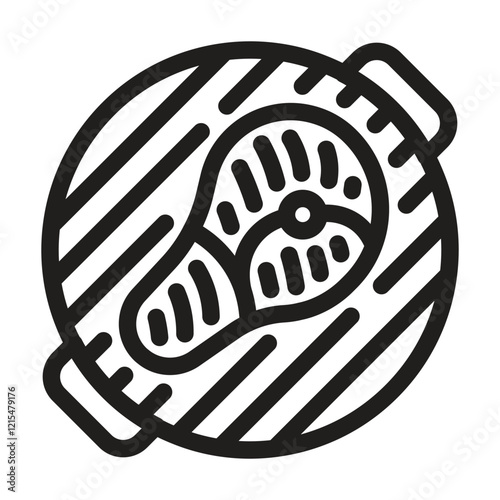 Steak on a grill icon. Editable line icon. Vector illustration