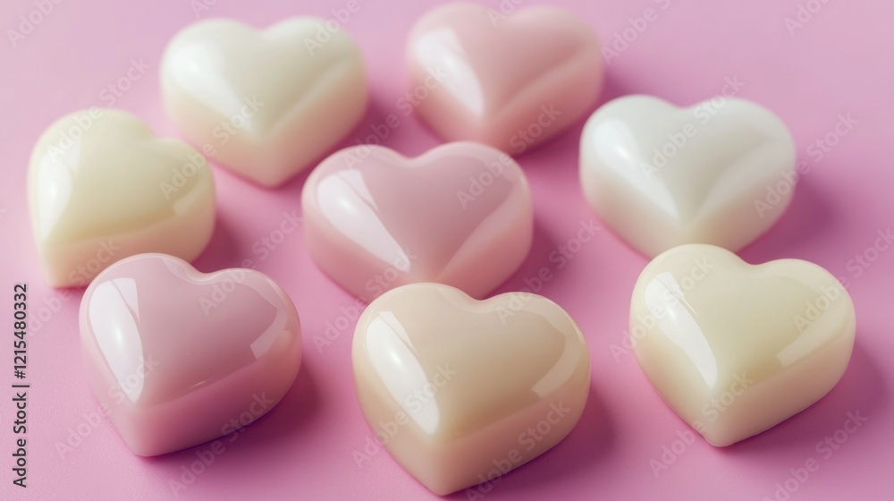 Fototapeta premium Pink and White Heart Soaps