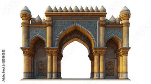 Golden Islamic arch 3D illustration 