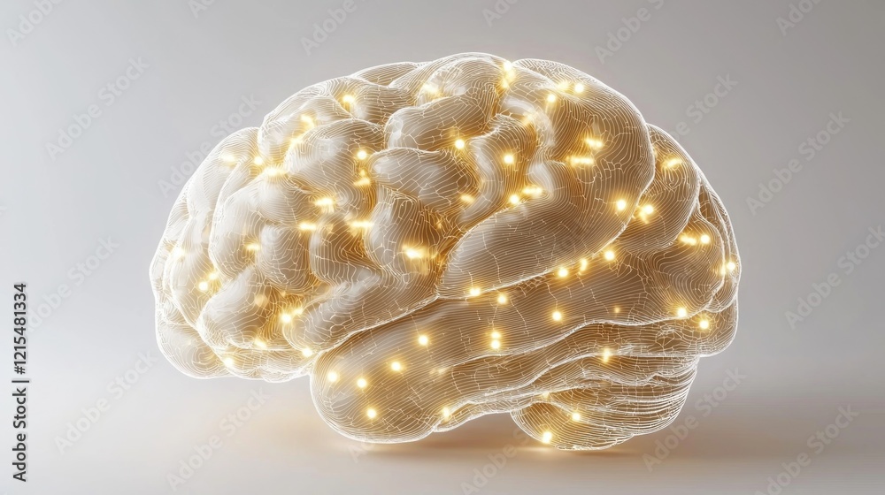 Illuminated Brain Model, Studio, Neural Activity, Medical Illustration Illuminated Brain Model, Studio, Neural Activity, Medical Illustration