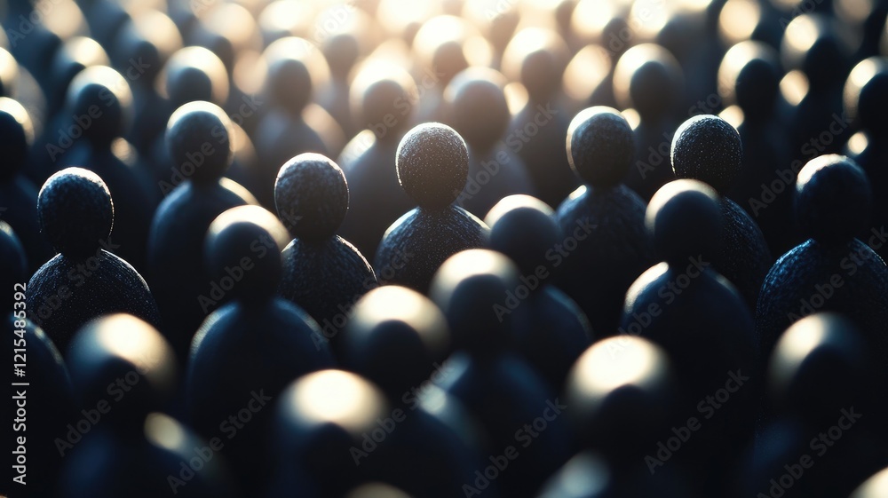 Obraz premium Abstract image of numerous dark figures in light