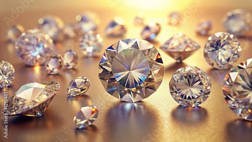 Sparkling Diamonds: Assortment of Cut & Sizes on Light Background
