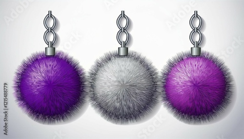 soft pompon balls  illustration of a violet and silver pendant photo