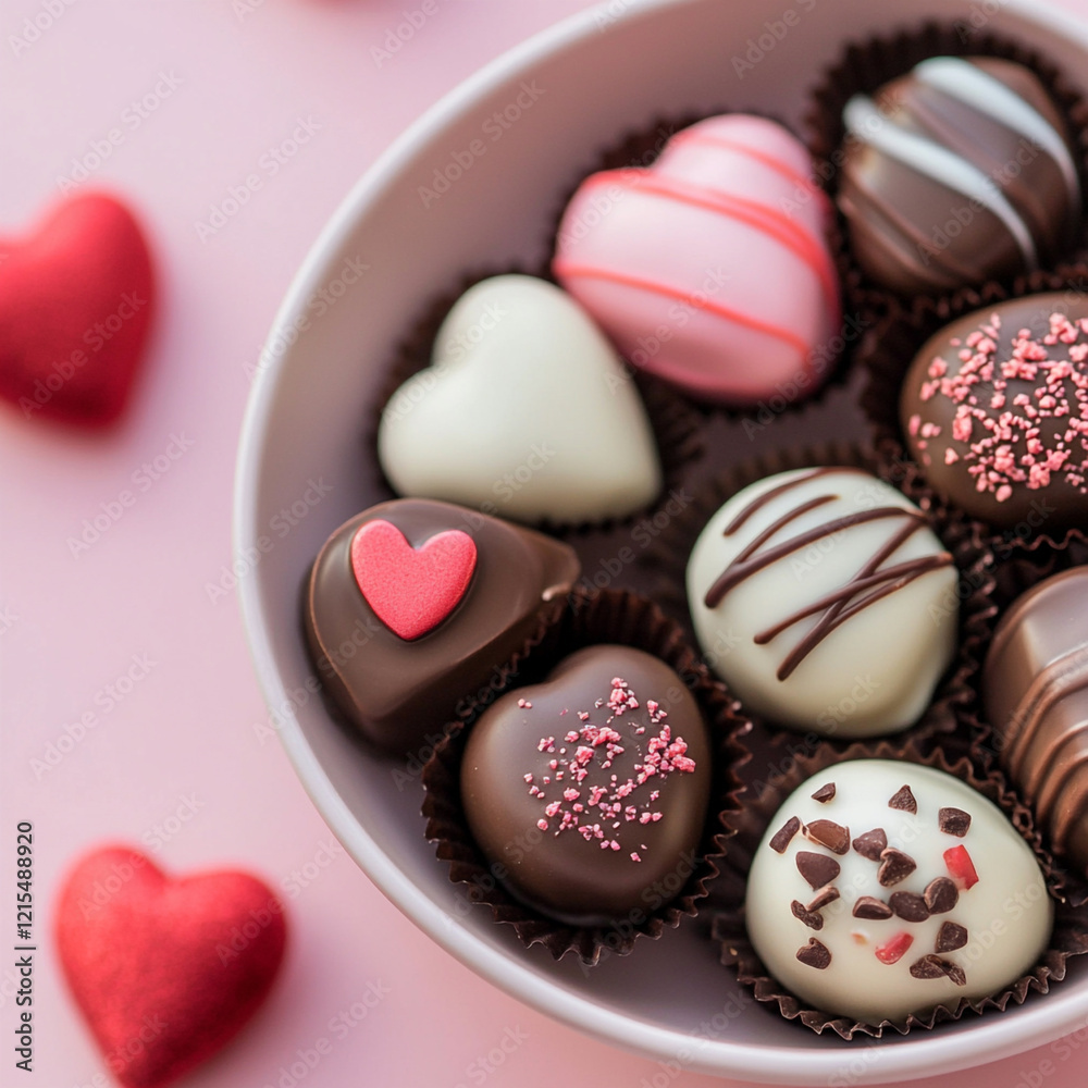 Heart-shaped chocolate on a pink background. Valentine's day chocolates. Heart-shaped chocolate on a pink background. Valentine's day chocolates.