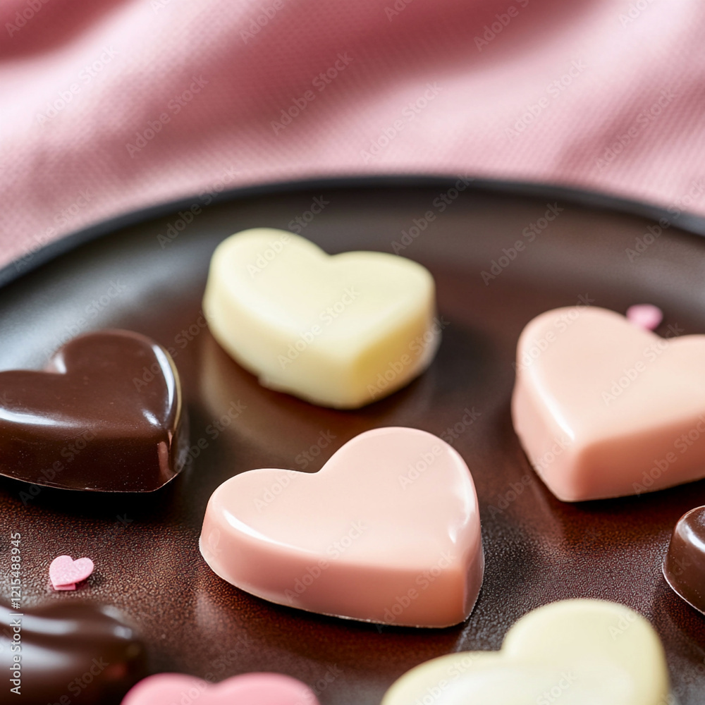 Heart-shaped chocolate on a pink background. Valentine's day chocolates. Heart-shaped chocolate on a pink background. Valentine's day chocolates.