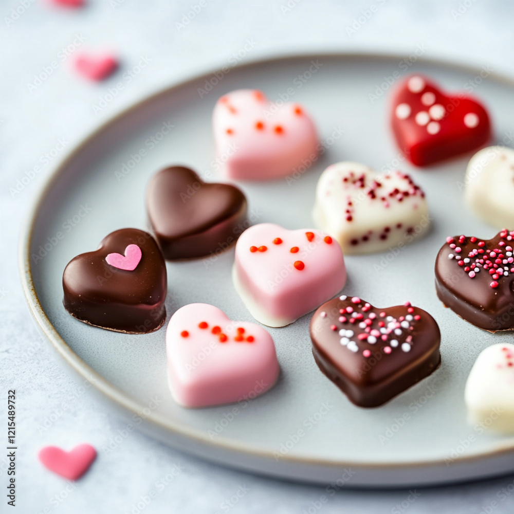 heart shaped chocolates on a plate heart shaped chocolates on a plate
