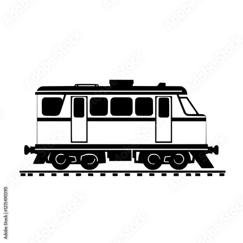 Classic Train Illustration: A Vintage Railway Locomotive Design in Black and White. Perfect for transportation projects and travel themes.