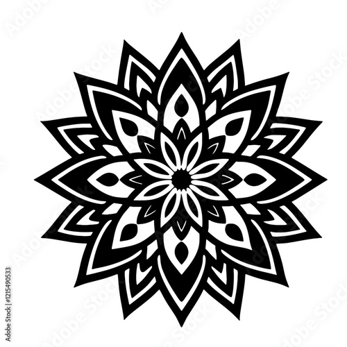 Simple mandala silhouette vector Art design, Floral mandala Illustration, ornament, flower, design, outline, template, pattern, ethnic. mandala design for invitation card, coloring book.