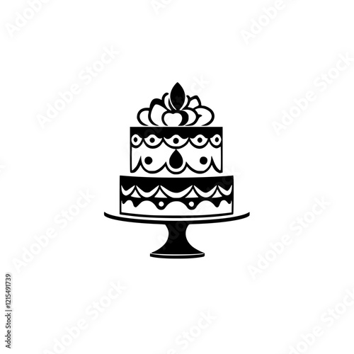 Elegant Two-Layered Cake on Cake Stand: A Delicious Dessert for Any Occasion. Perfect for Weddings, Anniversaries, or Parties.