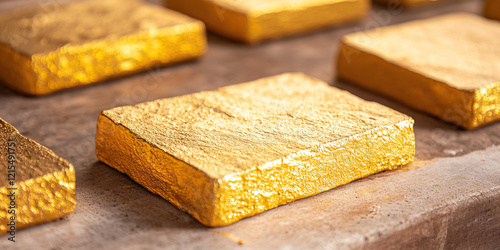 Collection of Gold Bars on Tan Surface