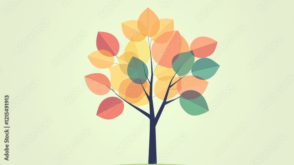 Colorful autumn tree illustration. AI. Colorful autumn tree illustration. AI.