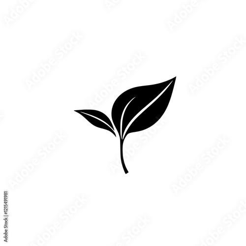 Simple Leaf Icon: Minimalist Botanical Design, Eco-Friendly Symbol, Nature Illustration