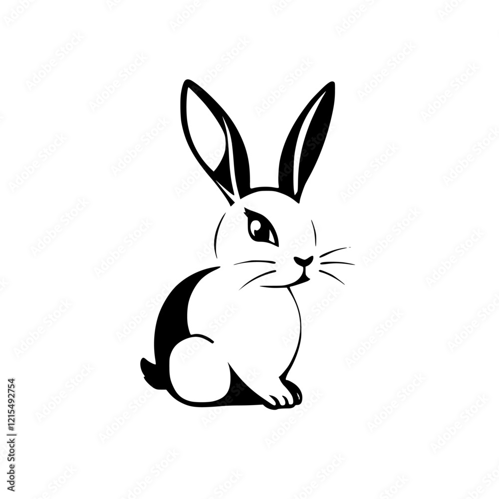 Adorable Black and White Rabbit Illustration: Perfect for Easter, Spring, and Cute Animal Designs Adorable Black and White Rabbit Illustration: Perfect for Easter, Spring, and Cute Animal Designs