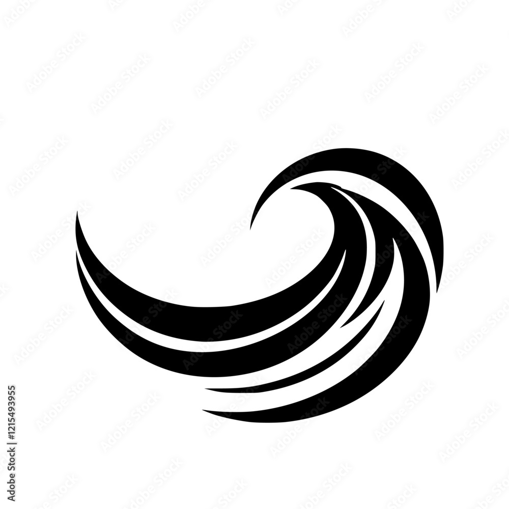 Abstract Black Wave Graphic Design: Minimalist Vector Illustration, Perfect for Branding and Decor