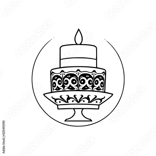 Elegant Cake with Candle: A Delicious Birthday Treat. Perfect for celebrations and special occasions. This image is ideal for bakeries, restaurants, and food blogs.