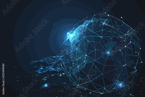 Futuristic Global Network Connection Concept, Abstract Science Background