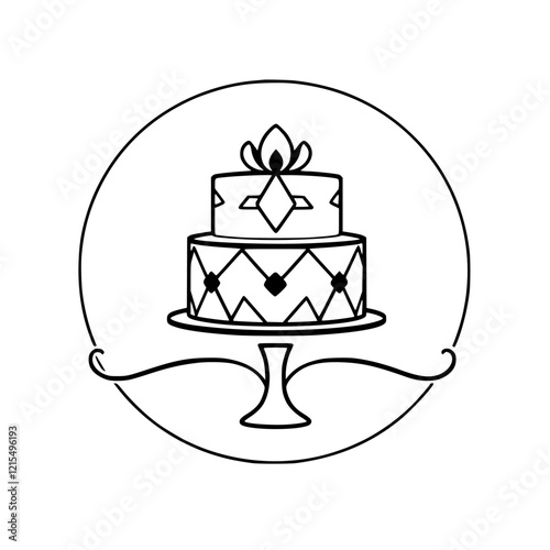 Elegant Two-Tier Cake: A Delicious Geometric Dessert. Perfect for Weddings, Parties, and Celebrations. Indulge in Sweetness and Exquisite Culinary Art.